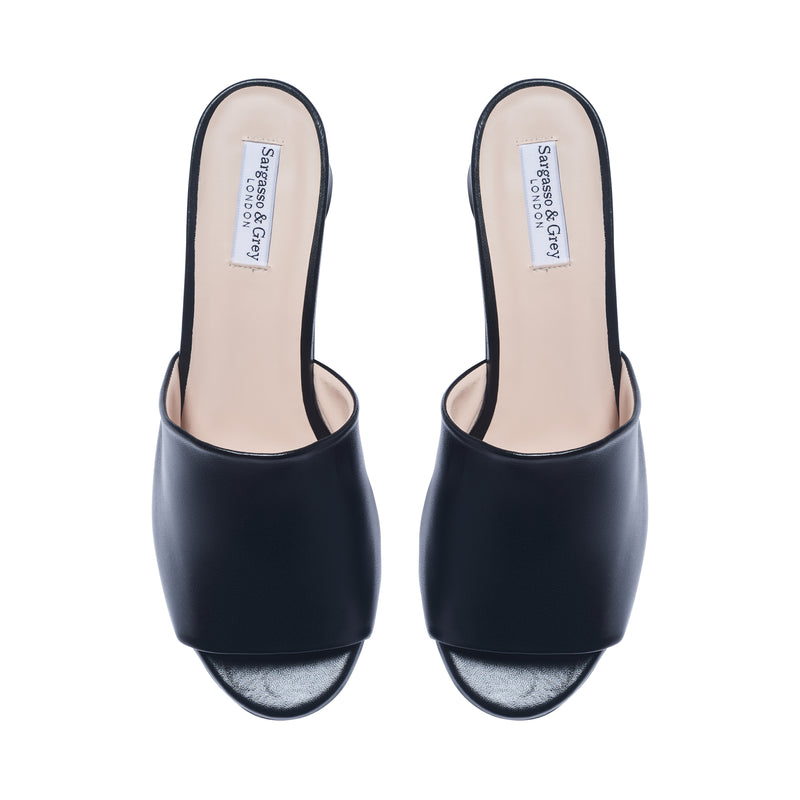 Square Toe Wide Fitting Mules Uk Black Leather Extra-wide Fit