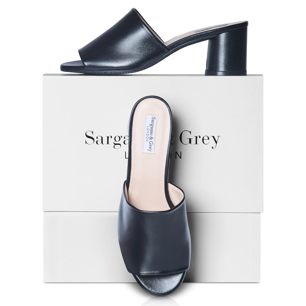 Fiona Extra-Wide Fit Mules - Black Leather