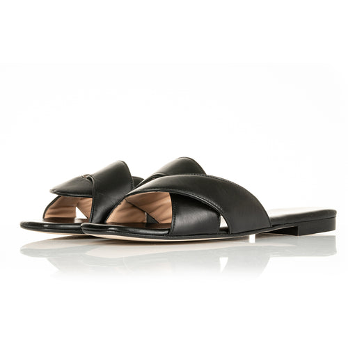 Freya Extra-Wide Fit Sandals - Black Leather