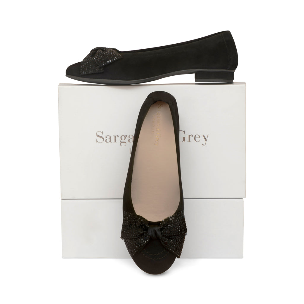 Garland Wide Fit Ballet Flats Stretch Suede