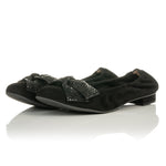 Garland Wide Fit Ballet Flats - Black Stretch Suede