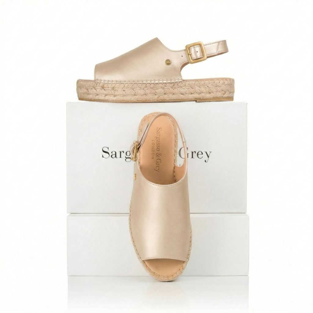 Bona - Wide Fit Espadrille - Gold Leather