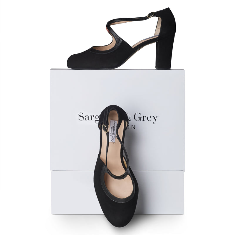 Gemma Extra-Wide Fit Heels - Black Suede