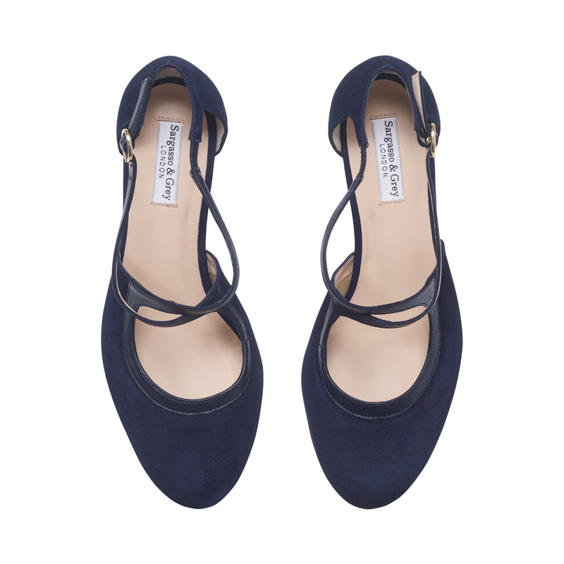 Gemma Extra-Wide Fit Heels - Navy Suede