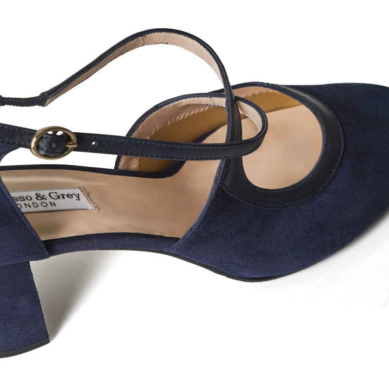 Gemma Extra-Wide Fit Heels - Navy Suede