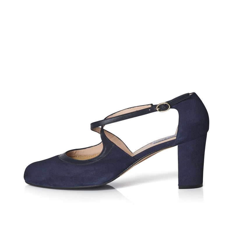 Gemma Extra-Wide Fit Heels - Navy Suede