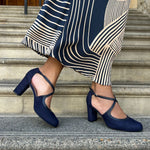 Gemma Extra-Wide Fit Heels - Navy Suede