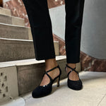 Greta Extra-Wide Fit Heels - Black Suede