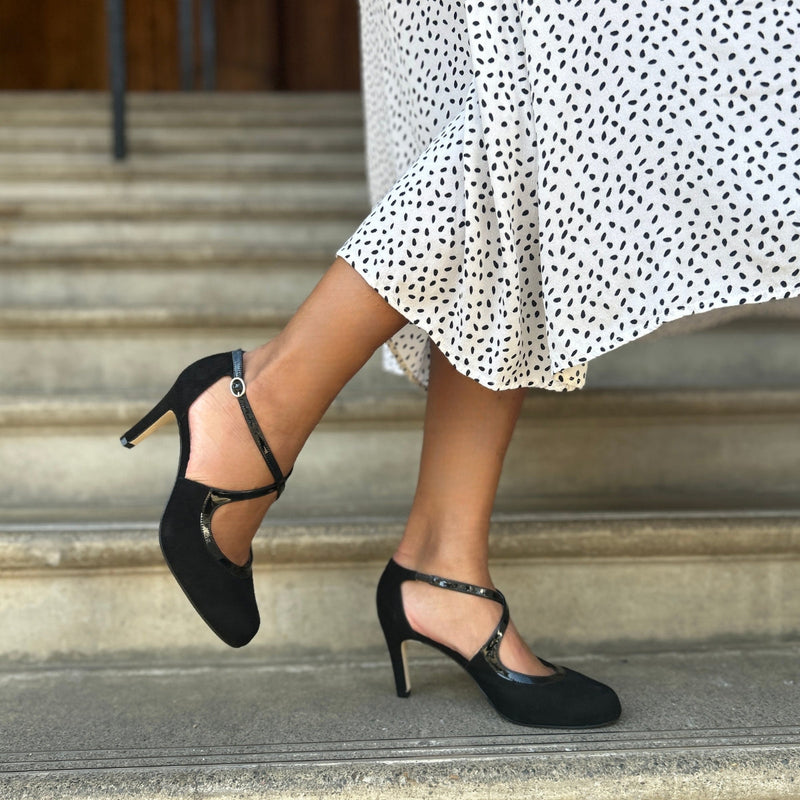 Black Extra Wide Fit Shoes Ladies Extra Wide Fit Black Suede And