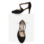 Greta Extra-Wide Fit Heels - Black Suede