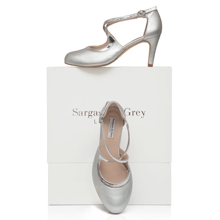 Grey and white heels hotsell