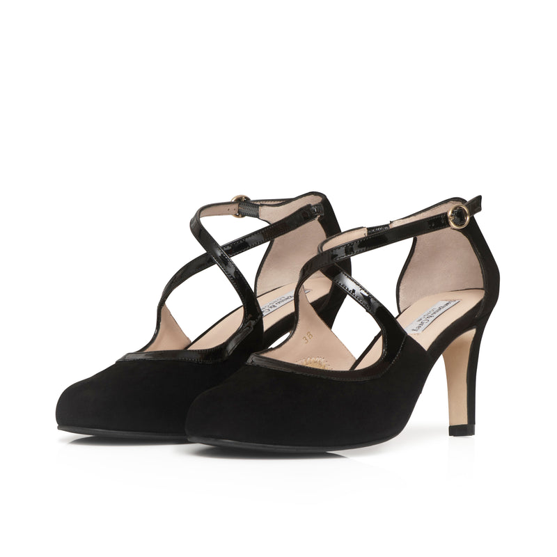 Greta Extra-Wide Fit Heels - Black Suede