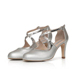 Greta Extra-Wide Fit Heels - Silver Leather