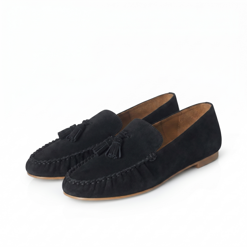 Hope Wide Fit Moccasin - Black Suede – Sargasso and Grey