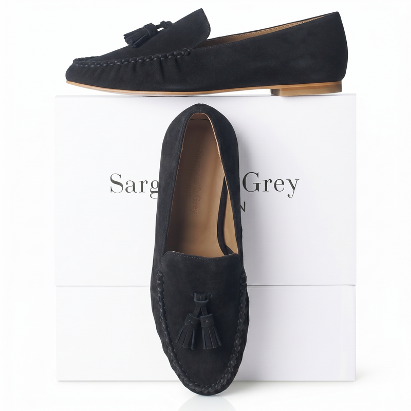 Hope Wide Fit Moccasin - Black Suede – Sargasso and Grey