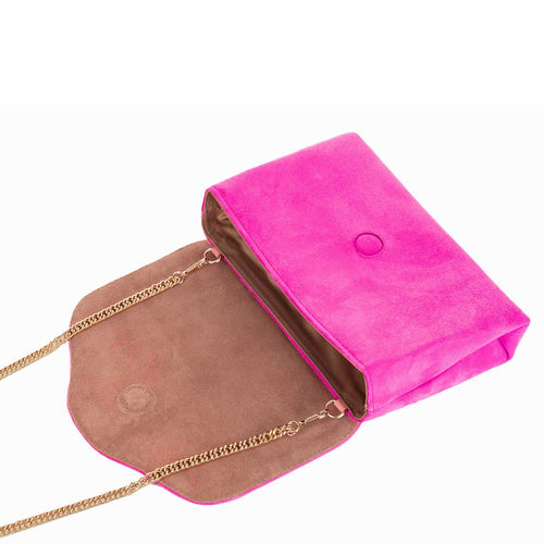 Ellie Clutch Bag - Hot Pink Suede