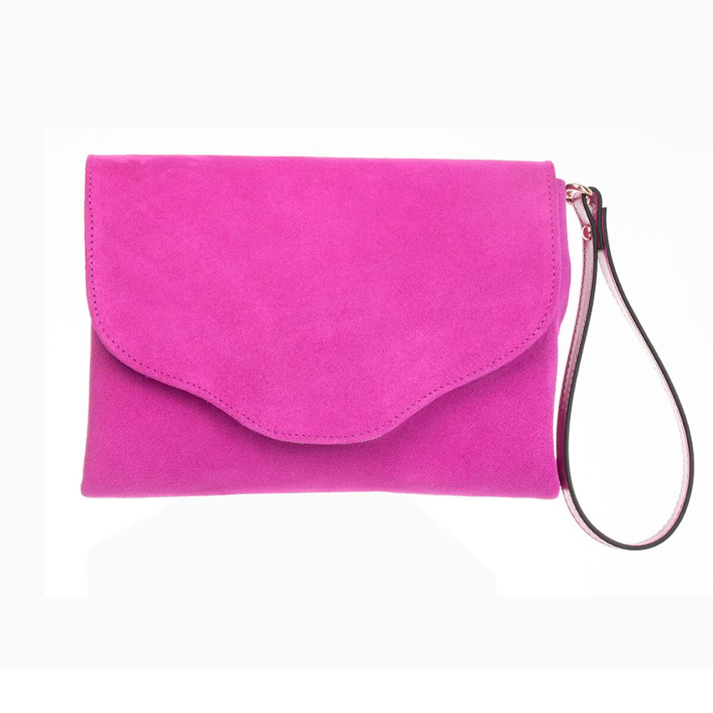 Fuchsia Pink Suede Clutch – Sargasso and Grey - Main Image