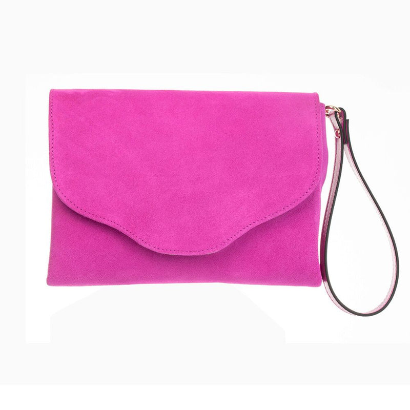 Ellie Clutch Bag - Hot Pink Suede