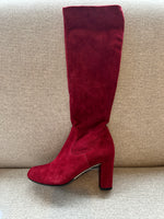 PRE-PRODUCTION SAMPLE - Lydia Extra-Wide Fit Knee High Boots - Red Suede