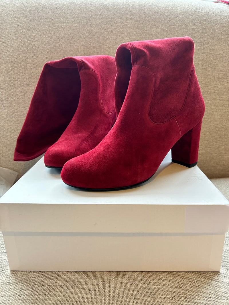 PRE-PRODUCTION SAMPLE - Lydia Extra-Wide Fit Knee High Boots - Red Suede