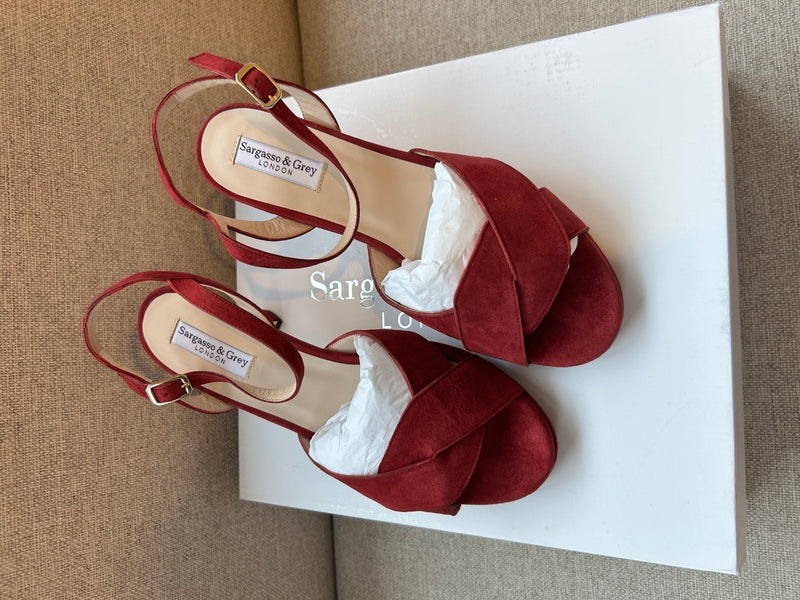 PRE-PRODUCTION SAMPLE - Isabella - Extra-Wide Fit Sandal - Claret Suede - (SAMPLE SALE)