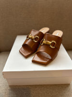 PRE-PRODUCTION SAMPLE - Wide Fit Snaffle Mules - Tan Leather (SAMPLE SALE)