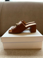 PRE-PRODUCTION SAMPLE - Wide Fit Snaffle Mules - Tan Leather (SAMPLE SALE)