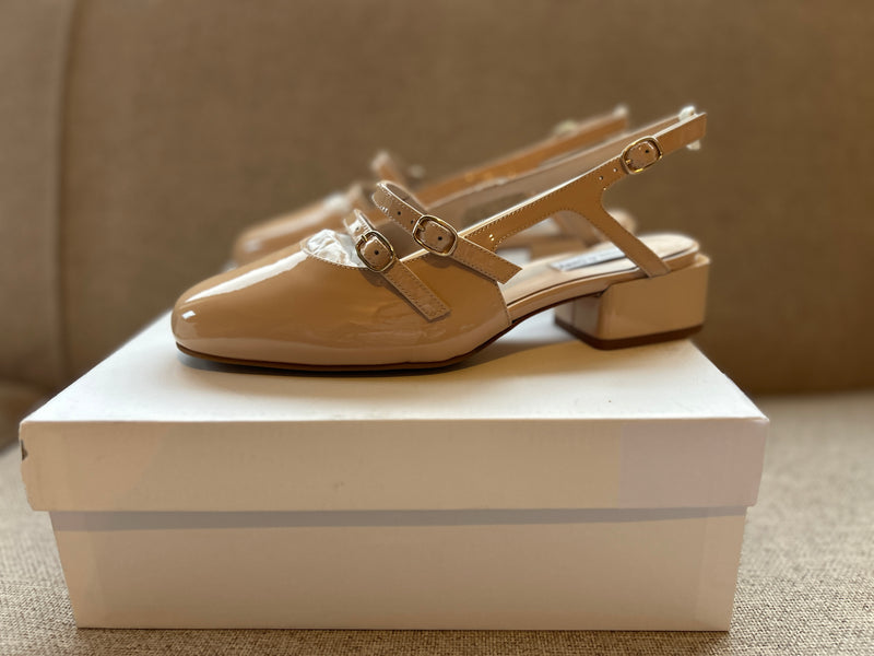 PRE-PRODUCTION SAMPLE - Faith Wide Fit Slingback - Nude Patent