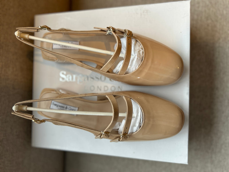 PRE-PRODUCTION SAMPLE - Faith Wide Fit Slingback - Nude Patent