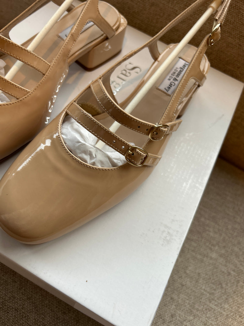 PRE-PRODUCTION SAMPLE - Faith Wide Fit Slingback - Nude Patent