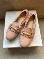 PRE-PRODUCTION SAMPLE -  Wide Fit Stretch Loafer Flats - Pink Leather (SAMPLE SALE)