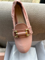 PRE-PRODUCTION SAMPLE -  Wide Fit Stretch Loafer Flats - Pink Leather (SAMPLE SALE)