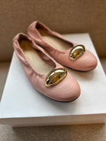 PRE-PRODUCTION SAMPLE -  Wide Fit Stretch Ballet Flats - Pink Leather