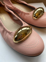 PRE-PRODUCTION SAMPLE -  Wide Fit Stretch Ballet Flats - Pink Leather