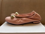 PRE-PRODUCTION SAMPLE -  Wide Fit Stretch Ballet Flats - Pink Leather