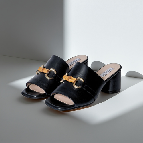 Amanda Extra-Wide Fit Mules - Black Leather