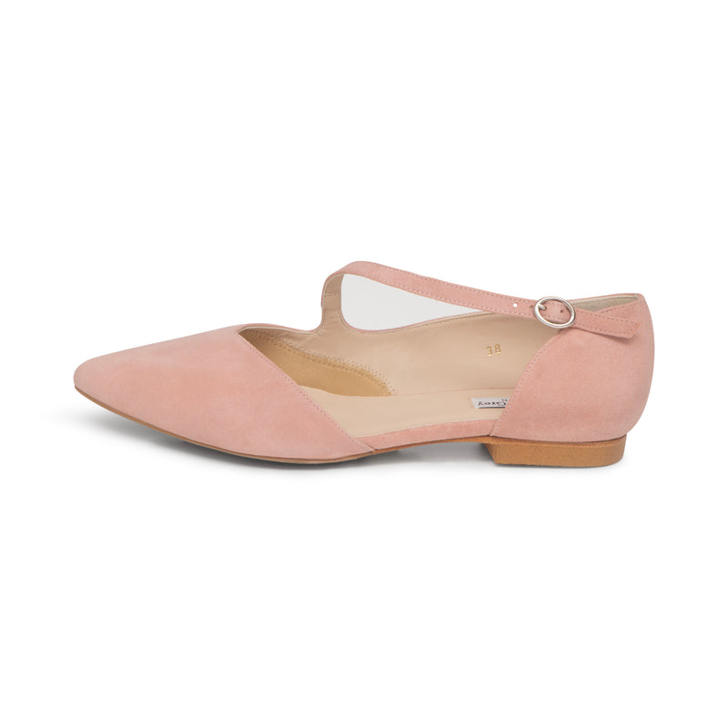 Indy Extra-Wide Fit Flats - Peony Pink Suede