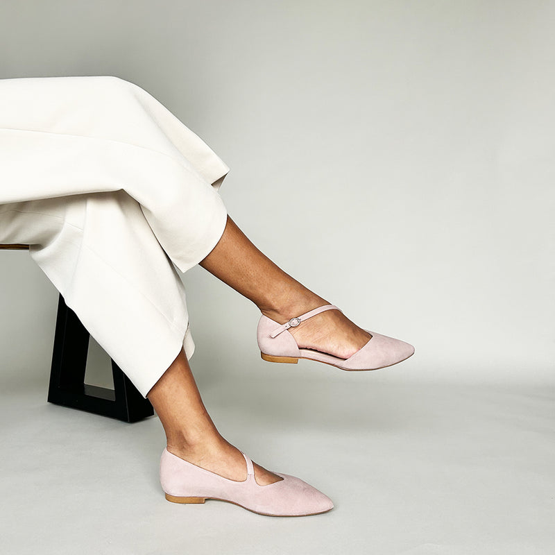 Indy Extra-Wide Fit Flats - Rose Pink Suede