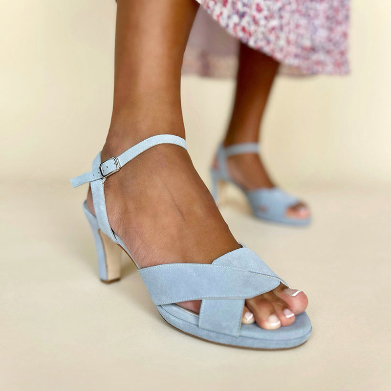 Isabella - Extra-Wide Fit Sandal - Pale Blue Suede