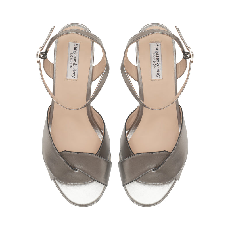 Isabella - Extra-Wide Fit Sandal - Silver Metallic Leather