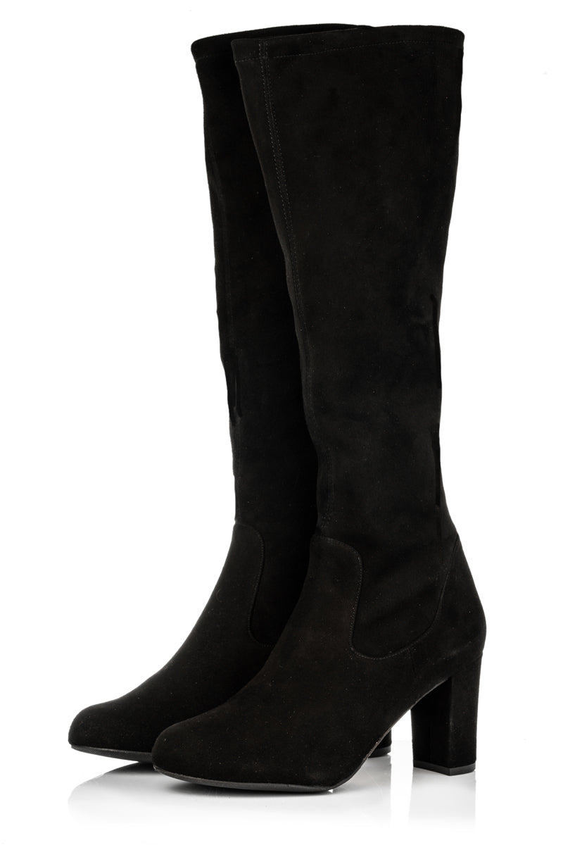 Wide Fit Black Suede Knee High Boots – Sargasso and Grey