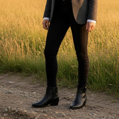 Jago Extra-Wide Fit Cowboy Boots - Black Leather