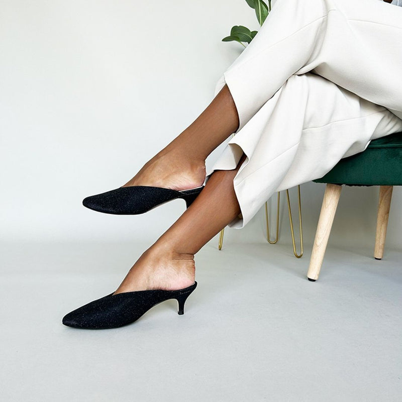 Jazz Extra-Wide Fit Mules - Black Shine