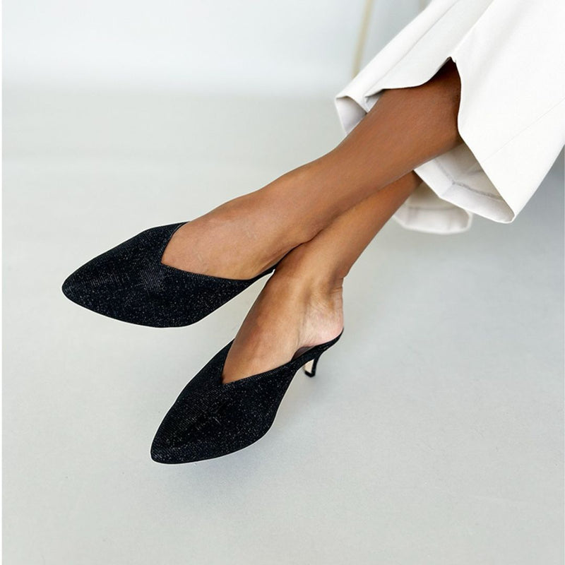 Jazz Extra-Wide Fit Mules - Black Shine