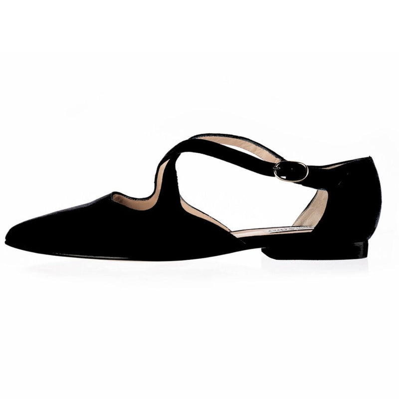 Kitty Extra-Wide Fit Flats - Black Suede