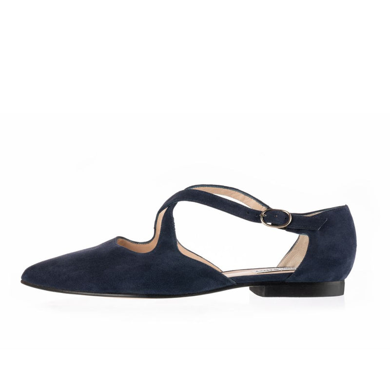 Kitty Extra-Wide Fit Flats - Navy Suede