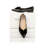 Laura Extra-Wide Fit Ballet Flats With Bow - Black Patent