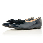 Laura Wide Fit Ballet Flats With Bow - Navy Patent