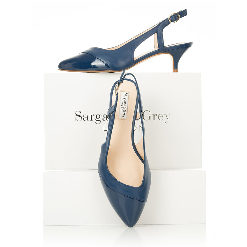 Lena Extra-Wide Fit Slingback - Blue Leather