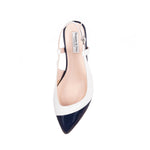Lena Extra-Wide Fit Slingback - Cream & Navy Leather